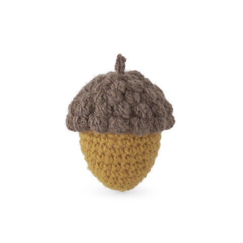 3.5 Inch Handcrafted Mustard & Tan Knit Acorn