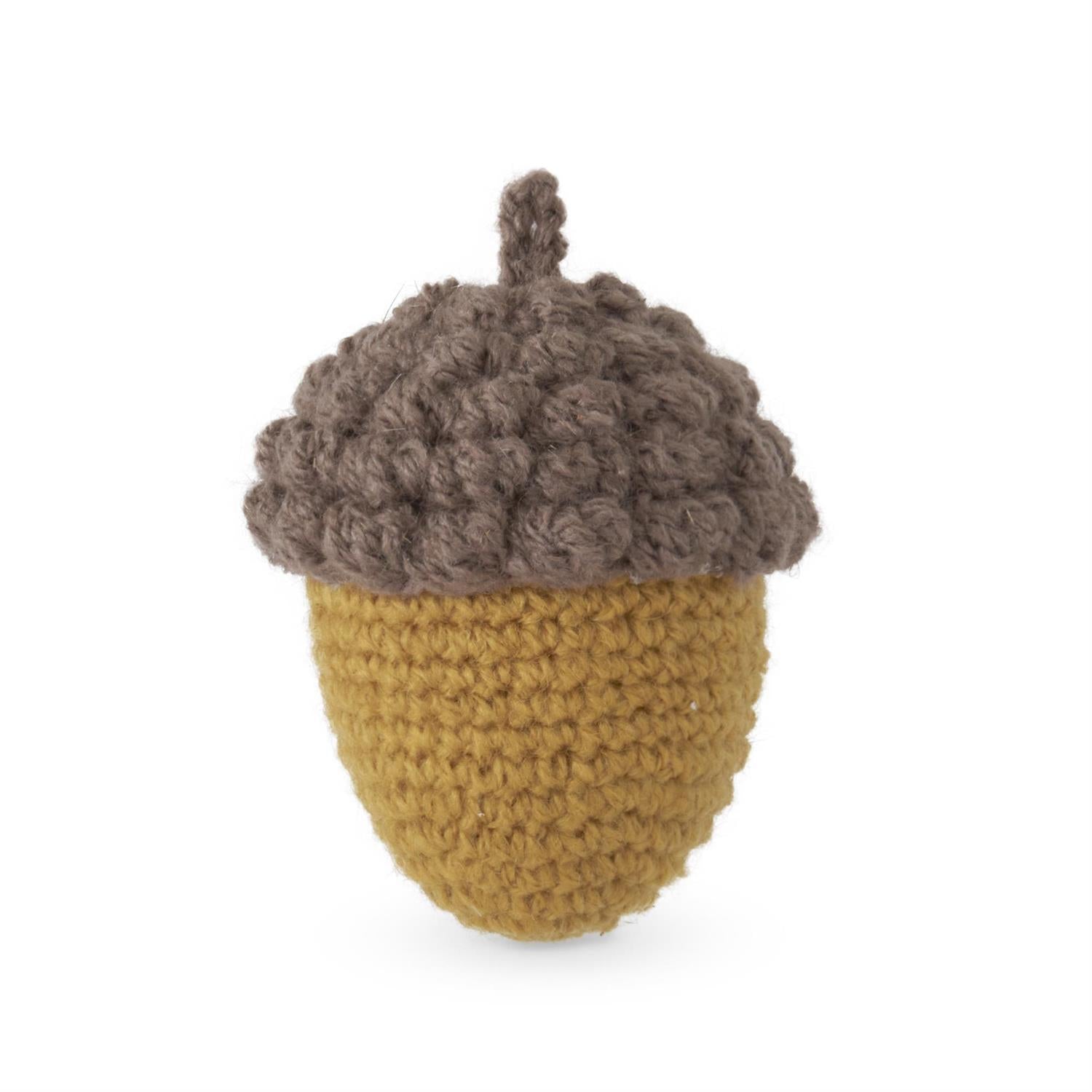 4.25 Inch Handcrafted Mustard & Tan Knit Acorn