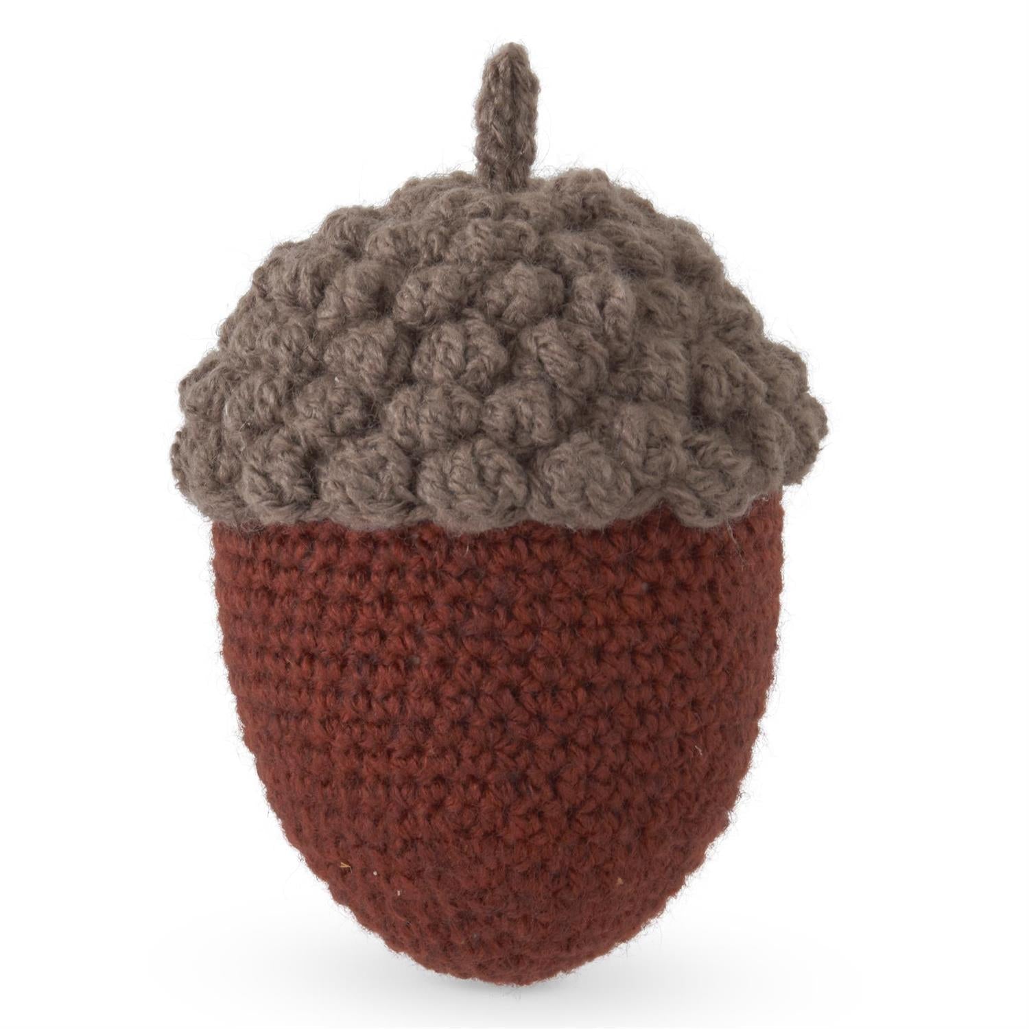 5.5 Inch Handcrafted Rust & Tan Knit Acorn