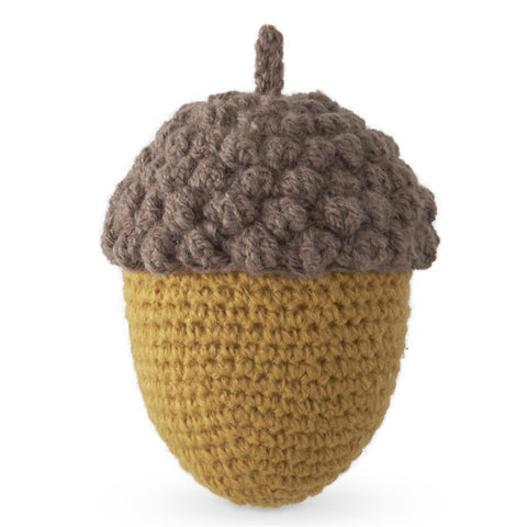5.5 Inch Handcrafted Mustard & Tan Knit Acorn