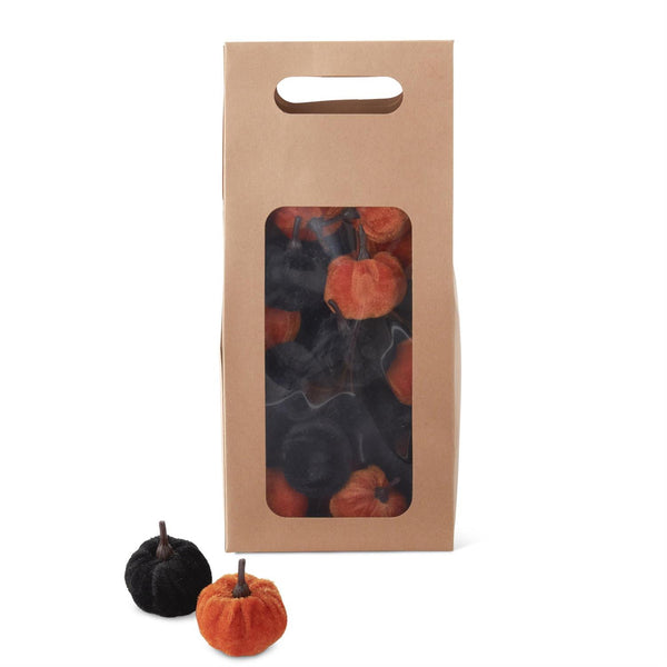 11 Inch Craft Bag of Mini Black & Orange Pumpkins (24pc)