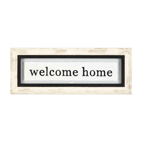WELCOME HOME WHITE GLASS PLAQUE