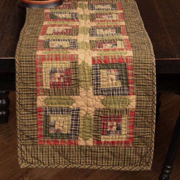 Tea Cabin Patchwork Log Cabin Quilted Table Runner 13x36