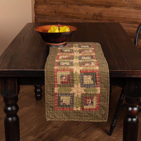 Tea Cabin Patchwork Log Cabin Quilted Table Runner 13x36