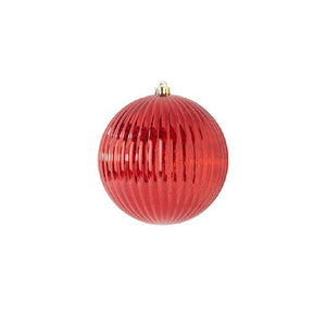 6 INCH RED MERCURY RIBBED ROUND SHATTERPROOF ORNAMENT