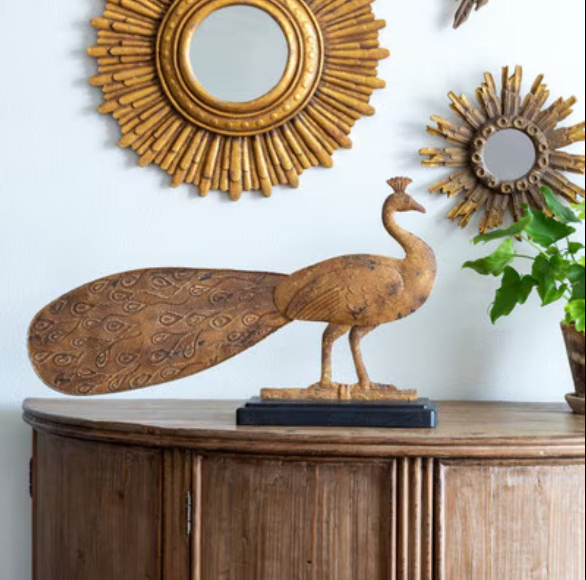 Vintage Folk Art Peacock Sculpture