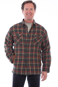 Scully Men's Sherpa Lined Flannel Shirt in Forest