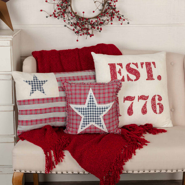 Red White Blue Applique Star Throw Pillow 12x12 (Hatteras)