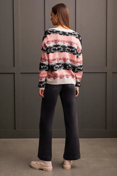 Tribal LOOPED YARN V-NECK SWEATER