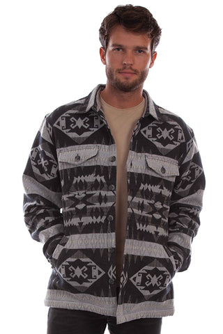 Scully Men's Flannel Jacquard Shacket in Grey