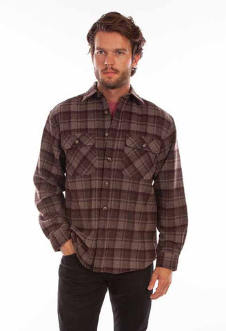 Scully Men's Heavy Weight Flannel Shirt in Chocolate Port