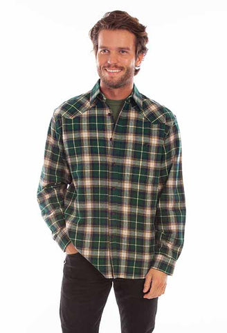 Scully Men's Cotton Plaid Flannel in Hunter Green
