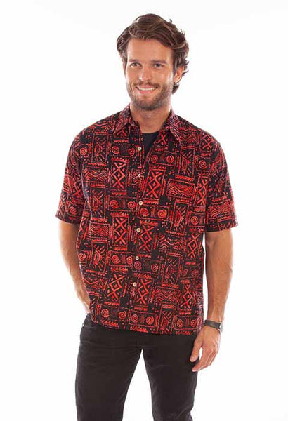 Scully Men's Batik Tribal Pattern Shirt
