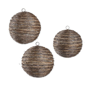 GLITTERED RATTAN AND SISAL LARGE ROUND ORNAMENTS 3 Size Optons