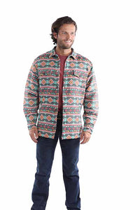 Scully Men's Southwest Pattern Shacket in Turquoise