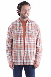 Scully Men's Light Weight Flannel Shacket in Rust