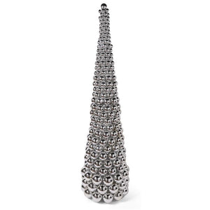 7 FOOT SILVER SHINY SHATTERPROOF ORNAMENT CONE TREE~Pick Up Only