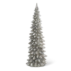 28 INCH ANTIQUED SILVER RESIN PINE TREE