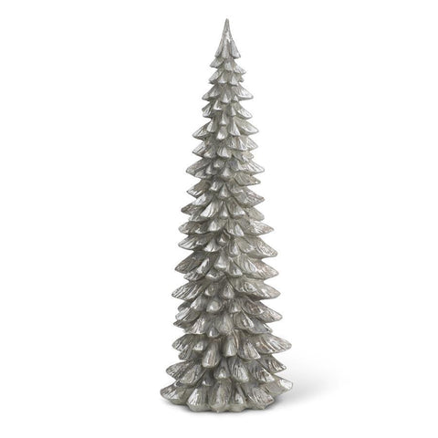 28 INCH ANTIQUED SILVER RESIN PINE TREE