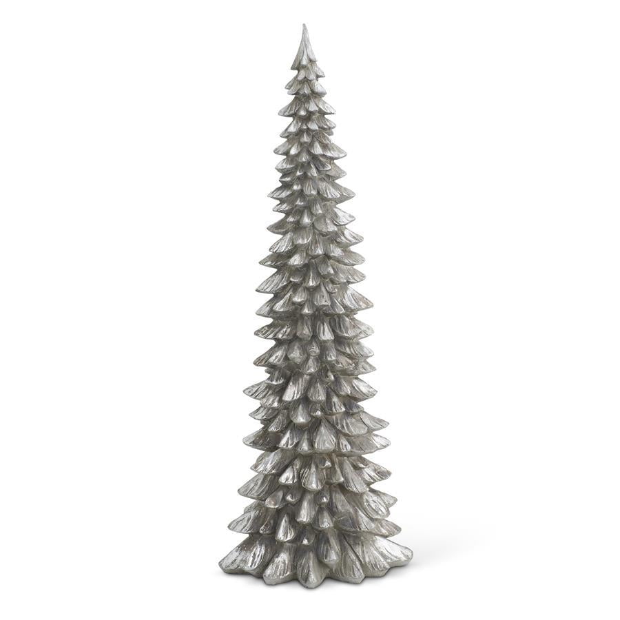 36 INCH ANTIQUED SILVER RESIN PINE TREE ~Pick Up only Item