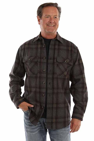 Scully Men's Heavyweight Wool Blend Flannel in Charcoal