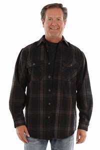 Scully Men's Heavyweight Wool Blend Flannel in Black-Brown