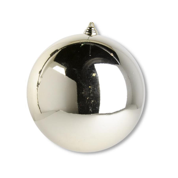 5.5 INCH SILVER SHINY SHATTERPROOF ROUND ORNAMENT