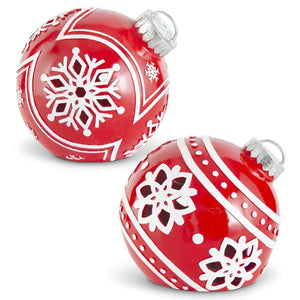 ASSORTED RED & WHITE RESIN LED ORNAMENTS W/TIMERS  2 Style Options