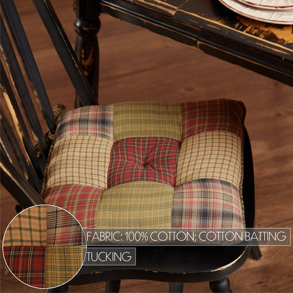 Tea Cabin Patchwork Chair Pad - Green & Red Lodge Plaid