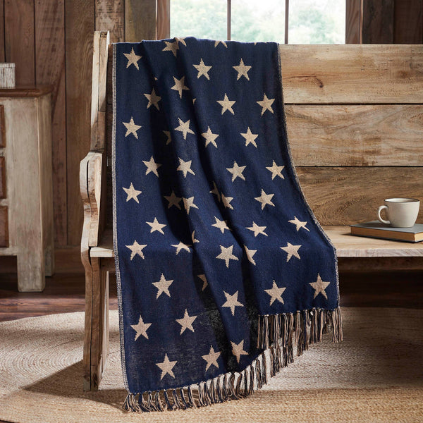 Patriotic Star Woven Throw Blanket 50x60 Americana