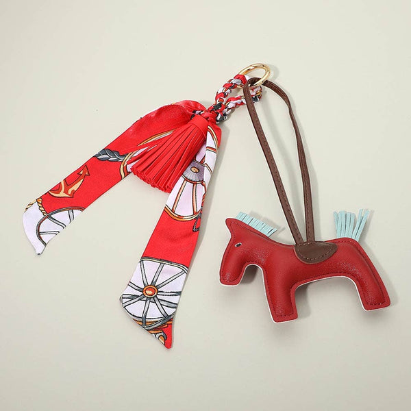 Faux Leather Horse Tassel Scarf Keychain / Bag Charm