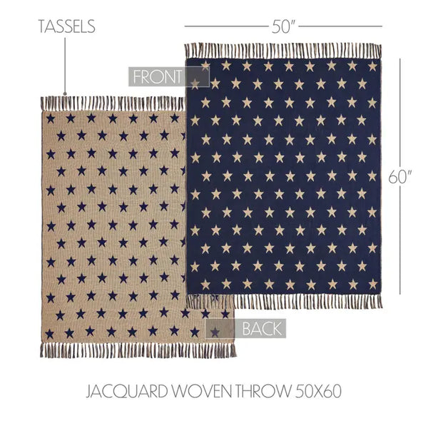 Patriotic Star Woven Throw Blanket 50x60 Americana