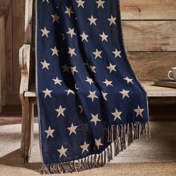 Patriotic Star Woven Throw Blanket 50x60 Americana