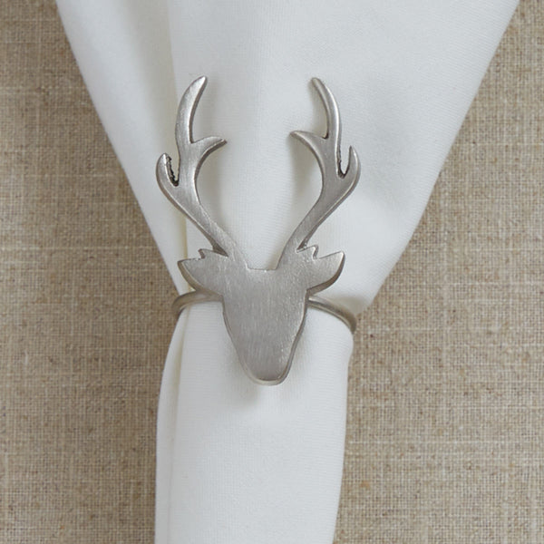 Silver Deer Napkin Ring Set