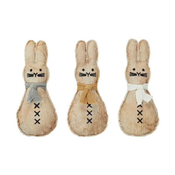 Spring in Bloom Scarfed Primitive Bunny Pillow 6x2.5 Set of 3