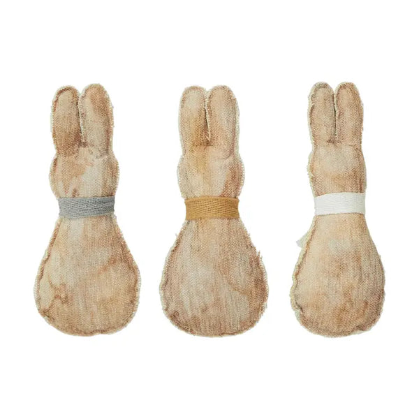 Spring in Bloom Scarfed Primitive Bunny Pillow 6x2.5 Set of 3