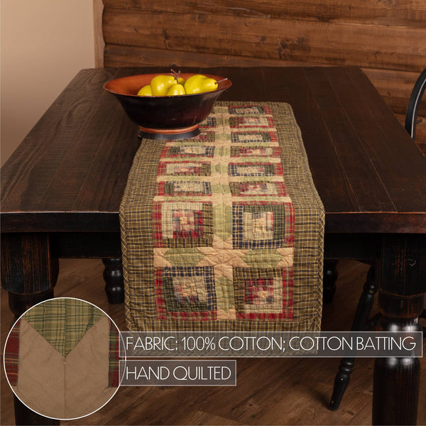 Tea Cabin Patchwork Log Cabin Quilted Table Runner 13x48