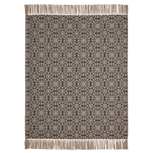 Custom House Black Tan Jacquard Woven Throw Blanket 50x60