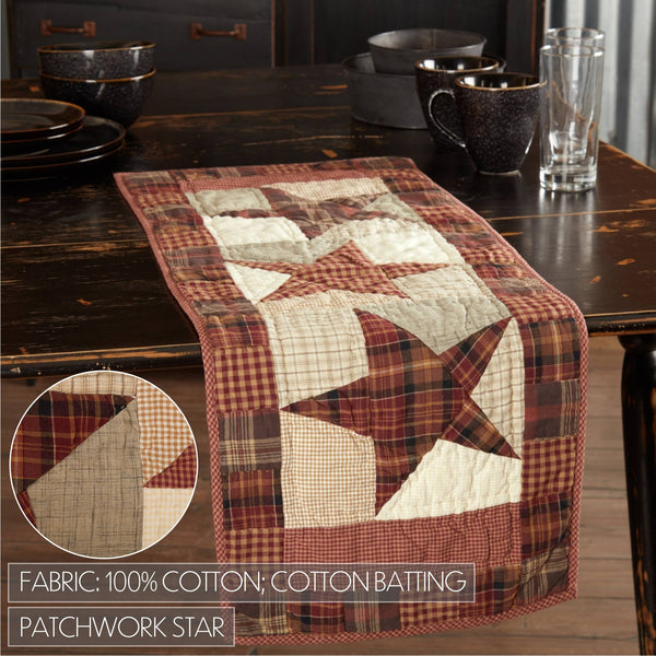 Abilene Star Quilted Table Runner 13x36