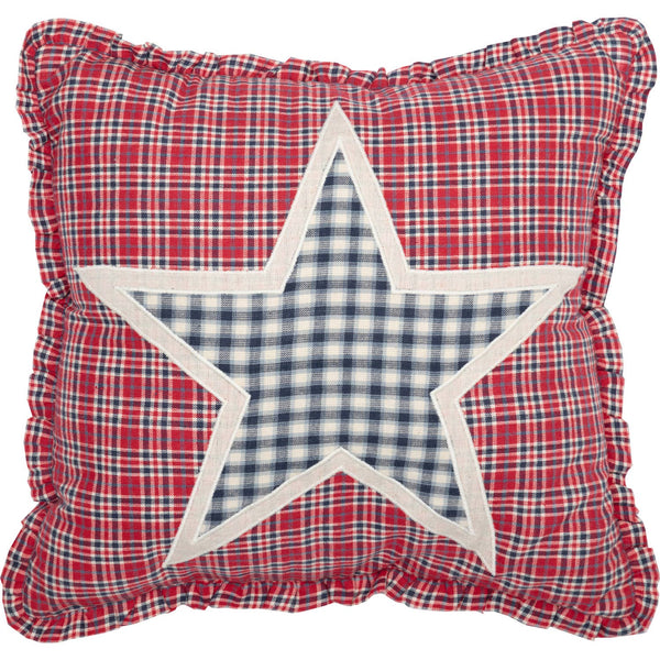 Red White Blue Applique Star Throw Pillow 12x12 (Hatteras)