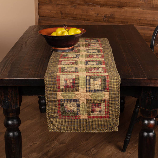 Tea Cabin Patchwork Log Cabin Quilted Table Runner 13x48