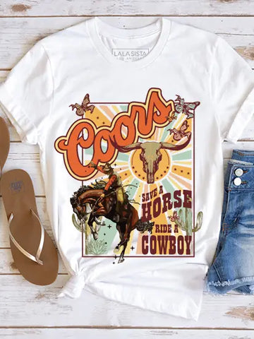 Coors Horse and Cowboy Western Graphic Tee