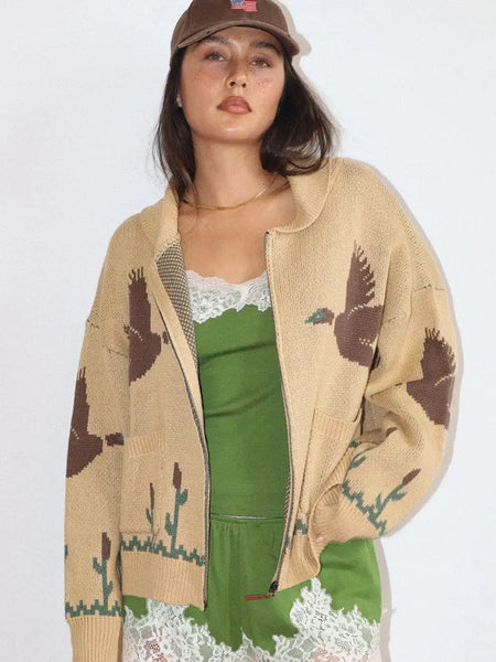 Desert Bird Knit Zip Cardigan