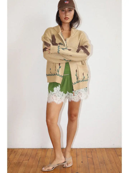 Desert Bird Knit Zip Cardigan