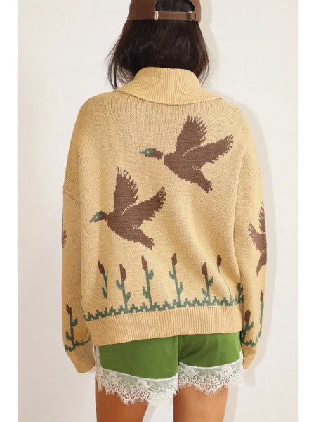 Desert Bird Knit Zip Cardigan