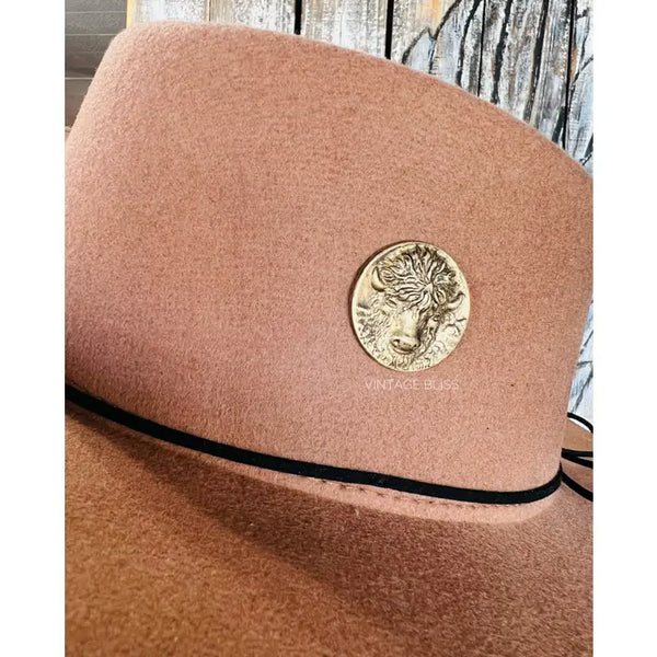 Western Brass Patina Buffalo Hat Pin Hat Bar