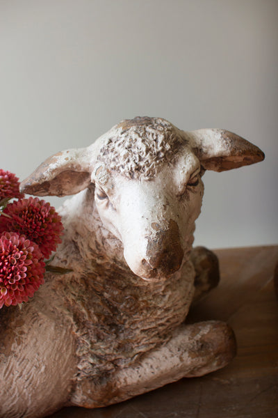 Faux Concrete Sheep Planter