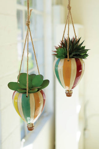 Ceramic Hot Air Balloon Hanging Planters 2 Size Options