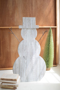 Recycled Wood Snowman with Stand