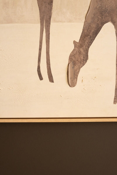 Framed Two Horses with Sun Painting